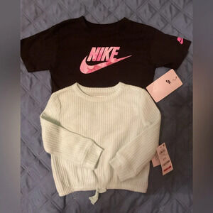 Nike Toddler Black & Pink Tee & Epic Threads Long Sleeve Waffle Knit Shirts  2T